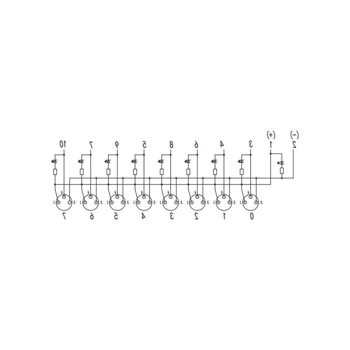 M8 junction box, NPN, 8-port split, LED, M12 integrated interface dock, 23N8S1